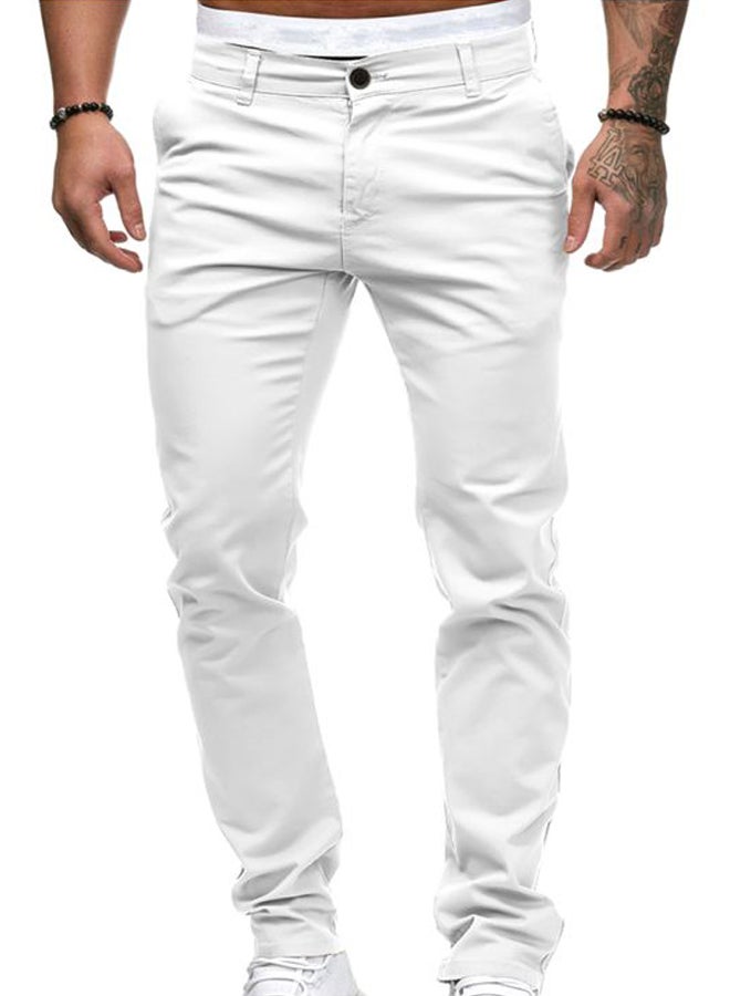 Solid Straight Pants White - Image 1