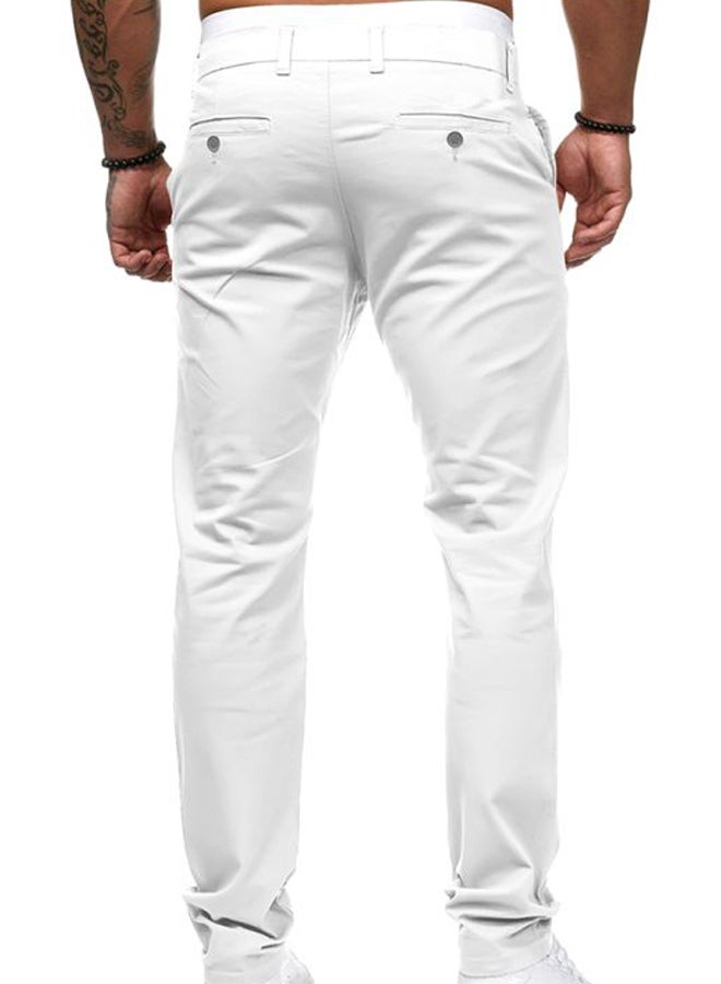 Solid Straight Pants White - Image 2