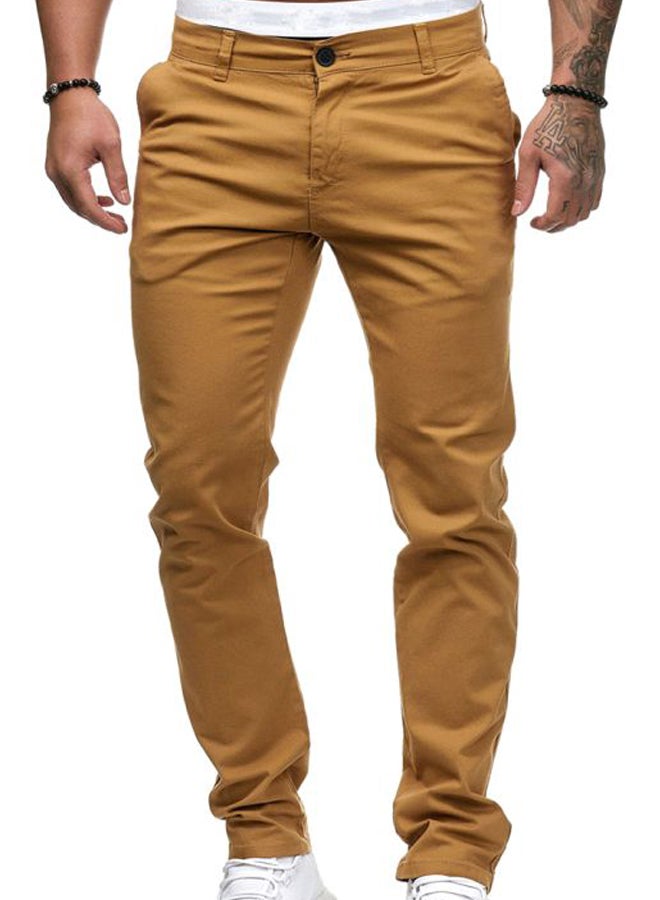 Solid Straight Pants Yellow - Image 1