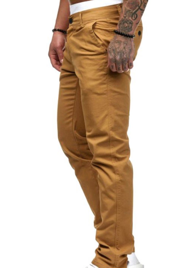 Solid Straight Pants Yellow - Image 2