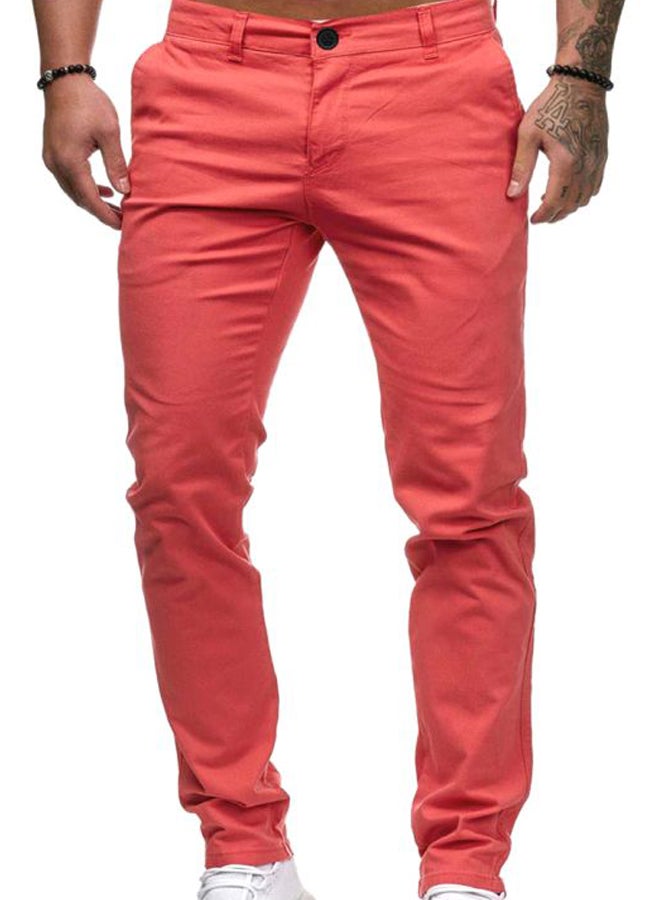 بنطال سادة بقصة مستقيمة وردي - Image 1