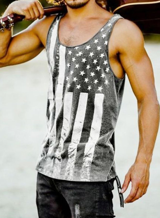 USA Star Flag Printed Vest Army Green 1  - Image 2