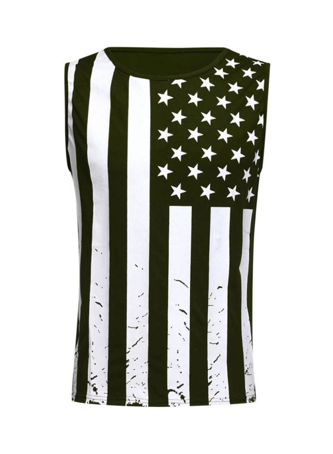 USA Star Flag Printed Vest Army Green 2 