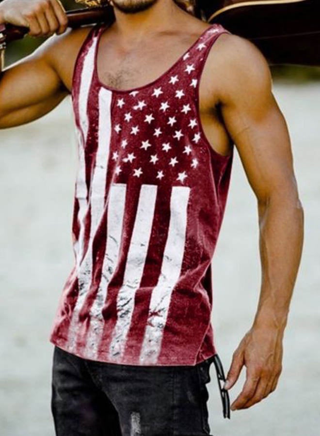 USA Star Flag Printed Vest Red 1  - Image 2