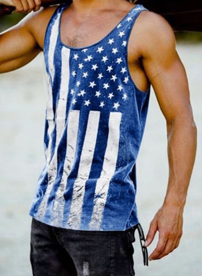 USA Star Flag Printed Vest Blue 1  - Image 3