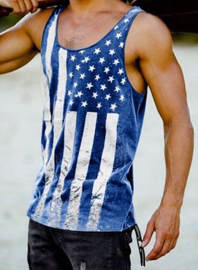 USA Star Flag Printed Vest Blue 2  - Image 3