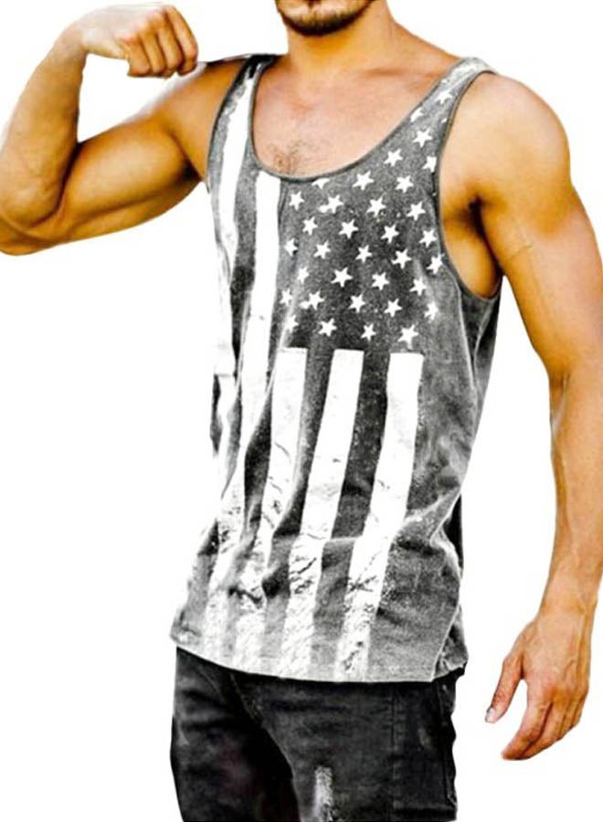 USA Star Flag Printed Vest Grey 1 