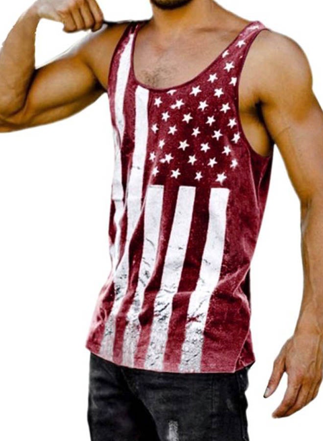 USA Star Flag Printed Vest Red 2 - Image 2