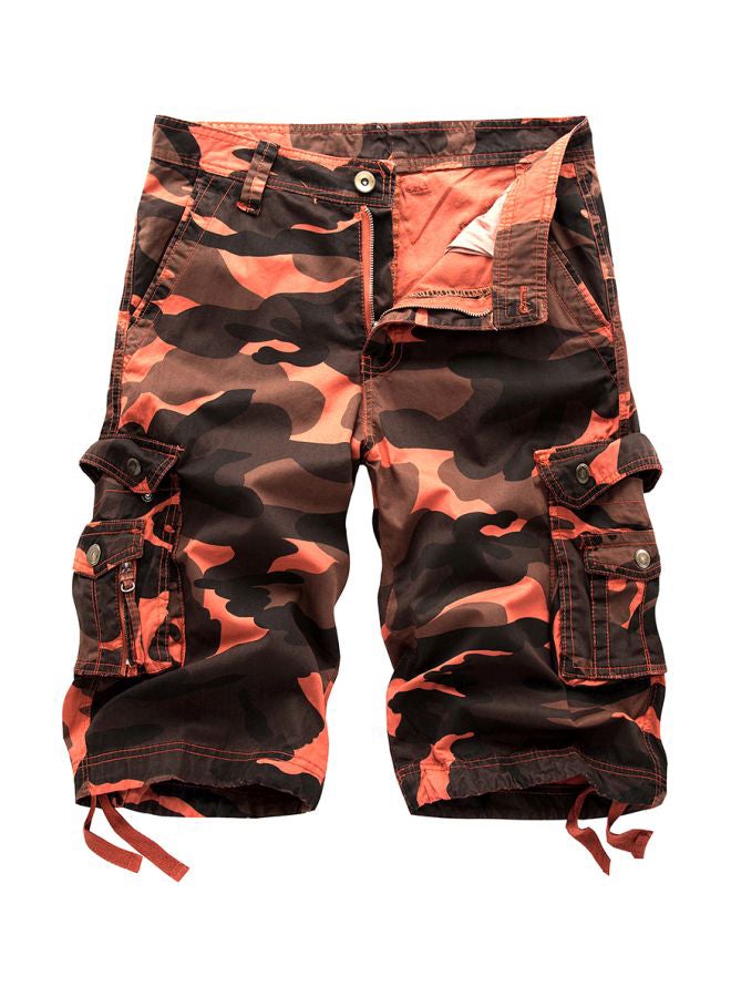 Camouflage Cargo Shorts Orange/Black/Brown