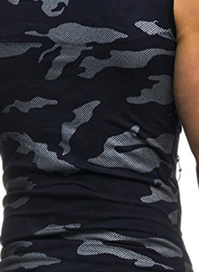 Camouflage Zip Up Hoodie Navy Blue/Grey  - Image 3