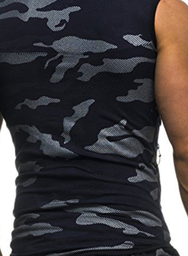Camouflage Zip Up Hoodie Black/Dark Grey  - Image 3