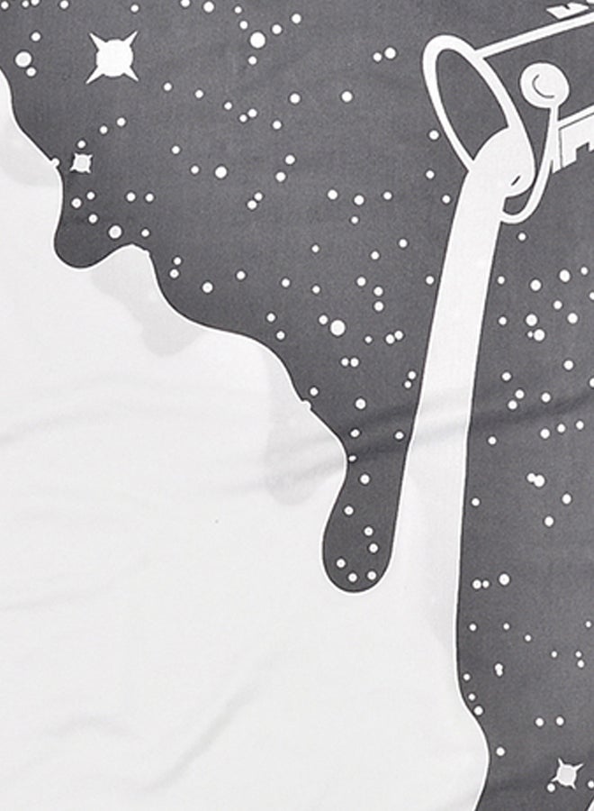 3D Poured Milk Starry Sky Printed T-Shirt Grey/White - Image 3