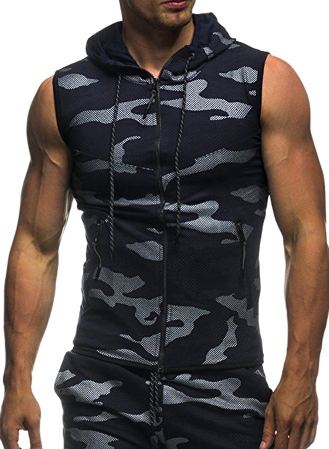 Camouflage Zip Up Hoodie Black/Dark Grey  - Image 1