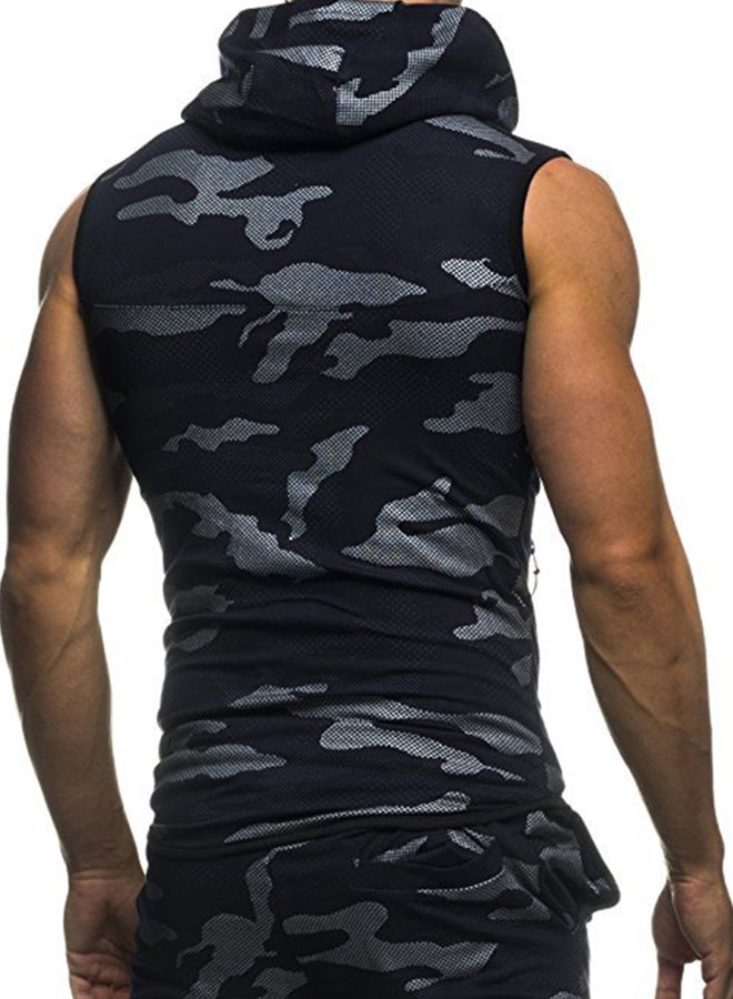 Camouflage Zip Up Hoodie Black/Dark Grey  - Image 2