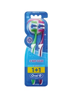 Oral-B Complete 5 Way Clean Medium Manual Toothbrush 2 Count Multicolour 40 Medium  - Image 2