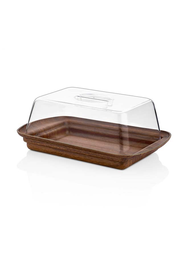 إيفيلين طبق جبنة بتصميم مستطيل بني 18.5x19x29سم