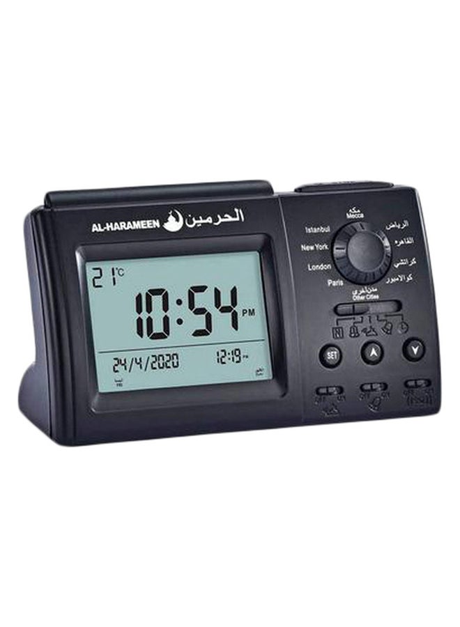 AL-HARAMEEN - Alarm Clock With Prayer Times Black 10x7.2x7.2cm - Image 1