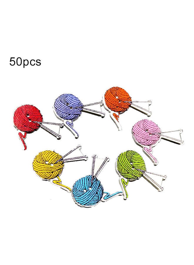 MultiColour DIY Painted Yarn Ball Wooden Buttons Clothing Wallets Decor Multicolor 2.6 x 2.8 x 1cm  - Image 1
