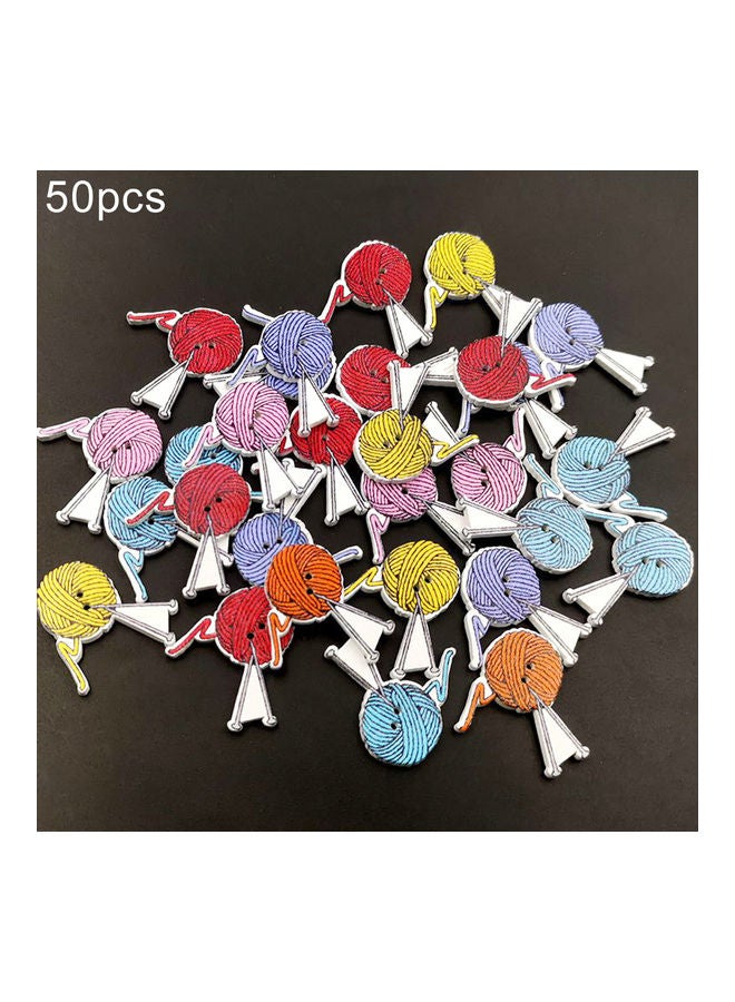 MultiColour DIY Painted Yarn Ball Wooden Buttons Clothing Wallets Decor Multicolor 2.6 x 2.8 x 1cm  - Image 2