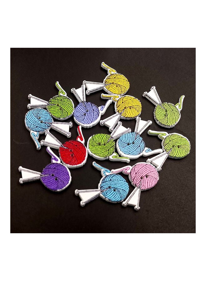 MultiColour DIY Painted Yarn Ball Wooden Buttons Clothing Wallets Decor Multicolor 2.6 x 2.8 x 1cm  - Image 4