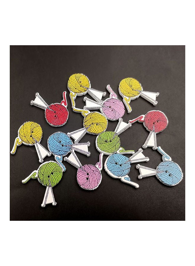 MultiColour DIY Painted Yarn Ball Wooden Buttons Clothing Wallets Decor Multicolor 2.6 x 2.8 x 1cm  - Image 5
