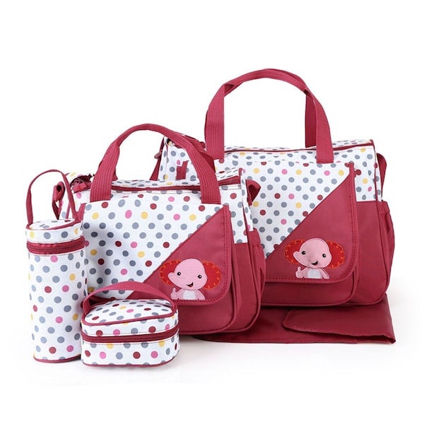 4-Piece Elephant Pattern High Capacity Diaper Bags Set - Image 2