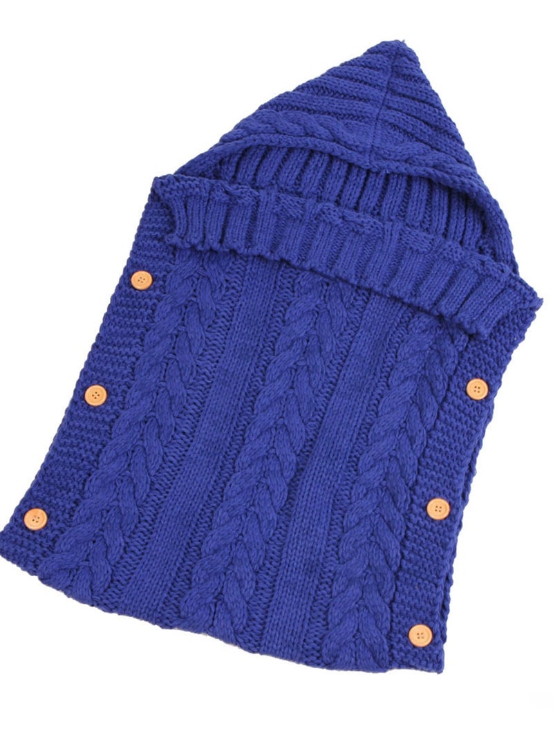 Baby's Swaddle Blanket Soft Comfy Knit Crochet Hooded Sleeping Bag - Image 1