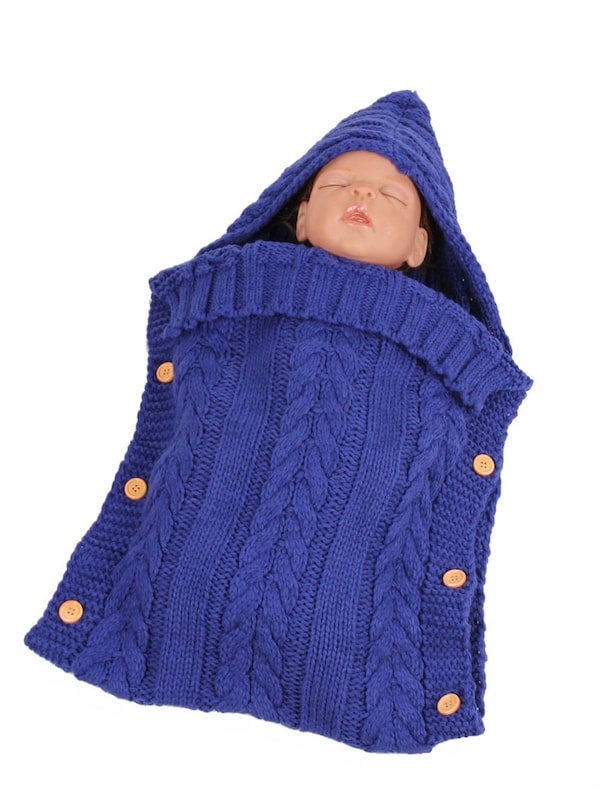 Baby's Swaddle Blanket Soft Comfy Knit Crochet Hooded Sleeping Bag - Image 3