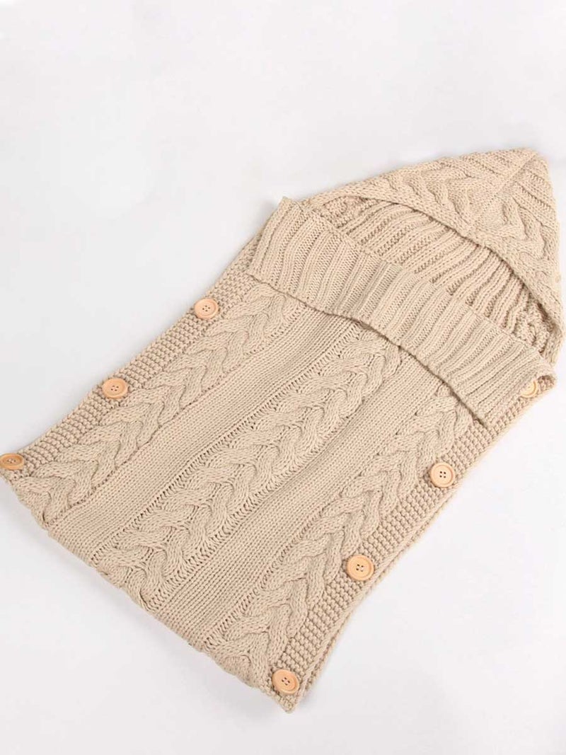 Baby's Swaddle Blanket Soft Comfy Knit Crochet Hooded Sleeping Bag - Image 1