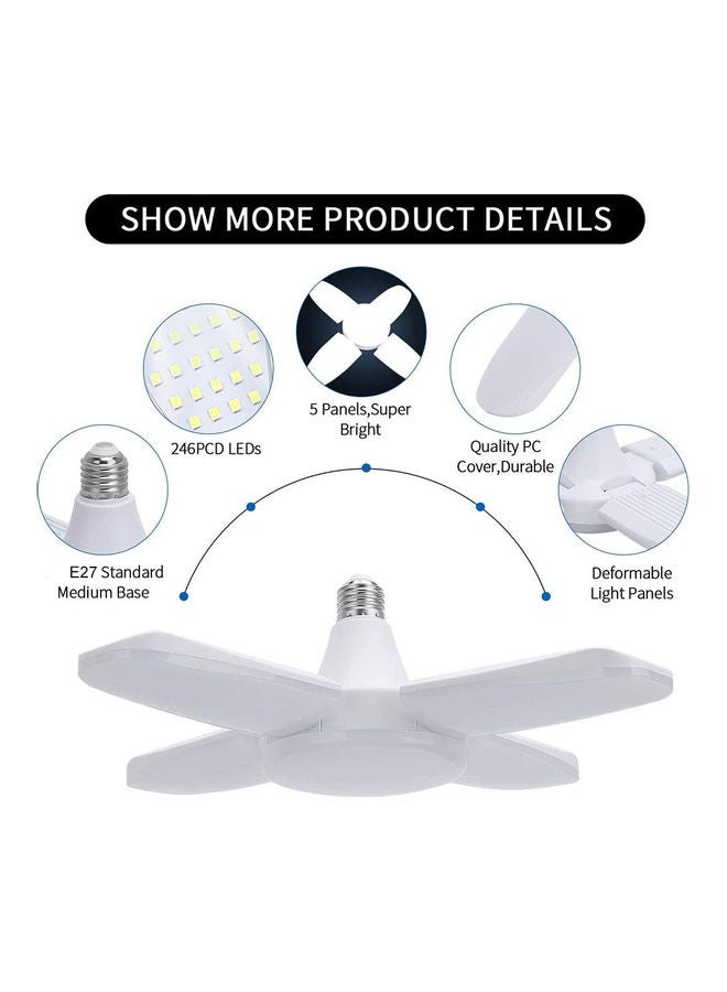 أميرتير مصابيح سقف بضوء LED وبتصميم قابل للطي للمرآب أبيض 200جرام - Image 4