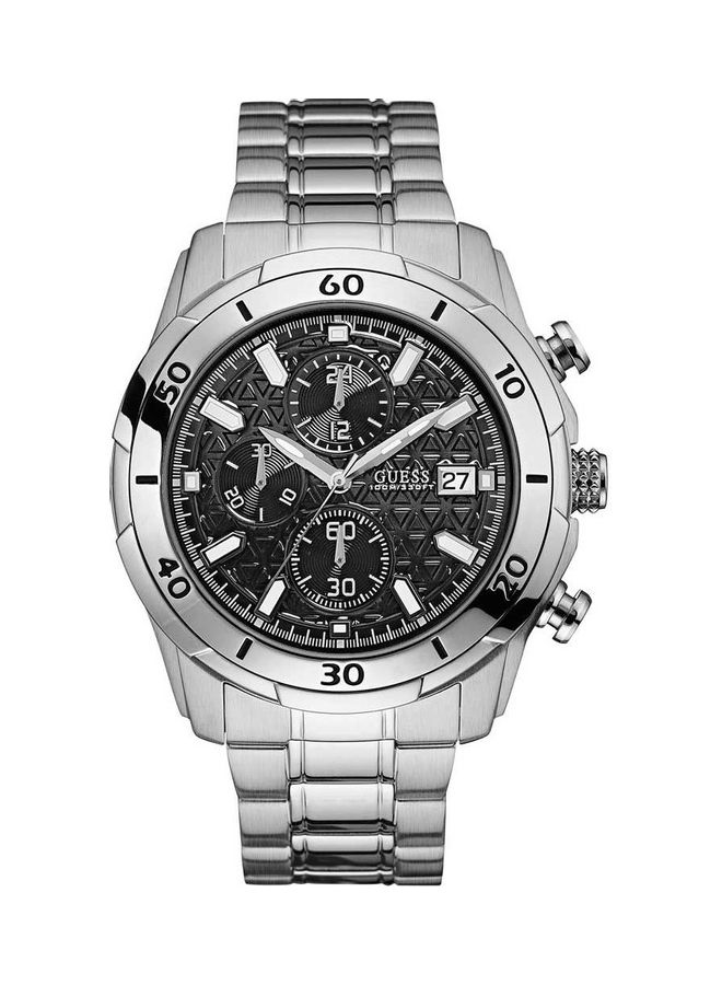 جس ساعة يد كوارتز كرونوغراف دائرية الشكل وسوار من الاستانلس ستيل للرجال - Image 1