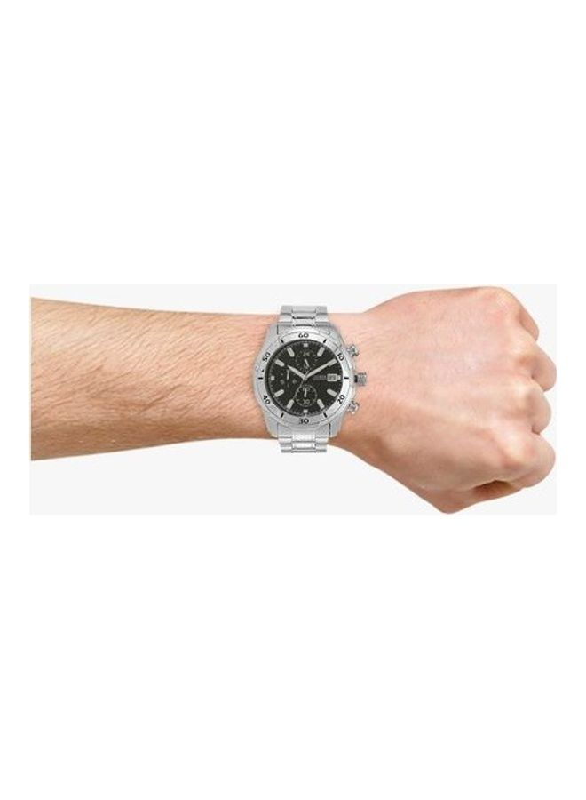 جس ساعة يد كوارتز كرونوغراف دائرية الشكل وسوار من الاستانلس ستيل للرجال - Image 2