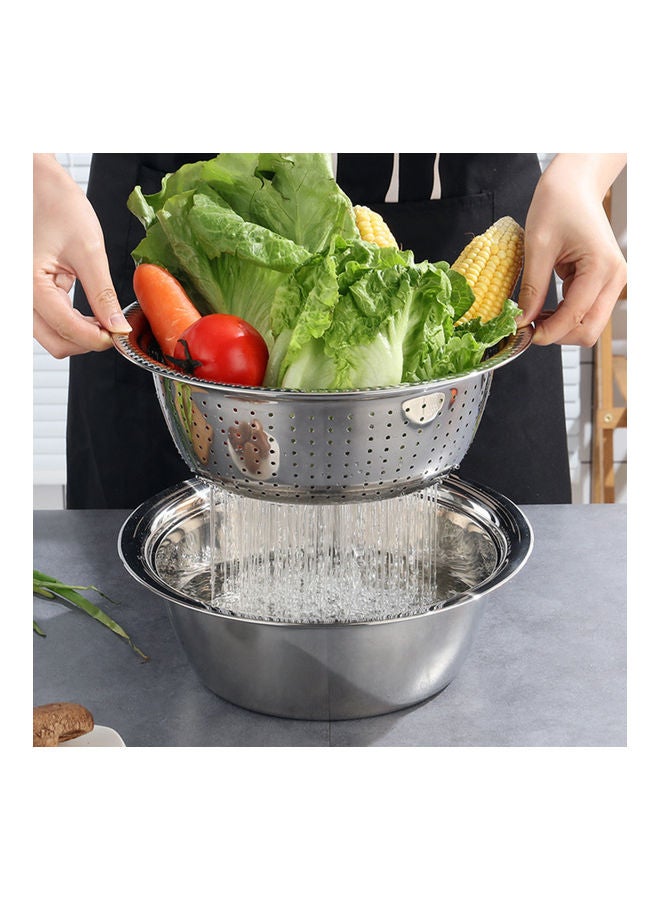 3 Piece Kitchen Rice Sieve Silver 28x26x28cm - Image 3