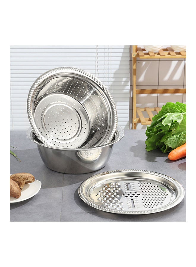 3 Piece Kitchen Rice Sieve Silver 28x26x28cm - Image 2