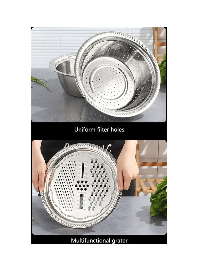 3 Piece Kitchen Rice Sieve Silver 28x26x28cm - Image 5