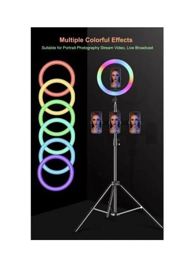 Stepless Dimming Ring Light With Phone Clip And Adjustable Tripod Stand Black - Image 1