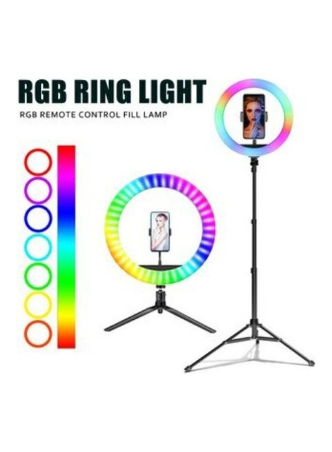 RGB Selfie Colorful Ring Light With Tripod Black - Image 1