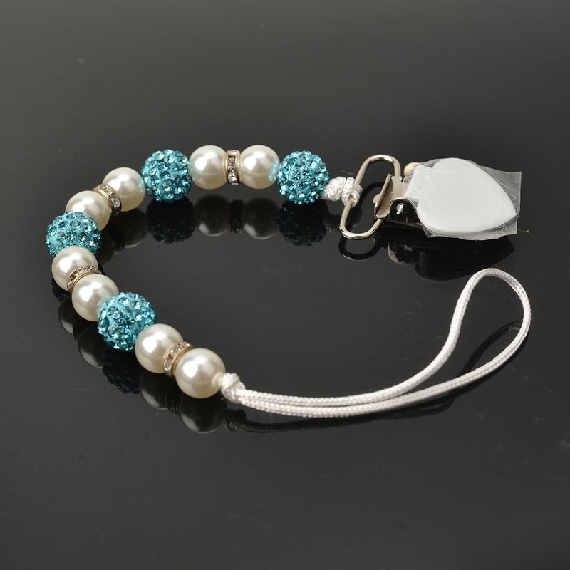 سلسلة لهاية آمنة للأطفال بتصميم كرة ملونة مزينة بلؤلؤ صناعي . - Image 1