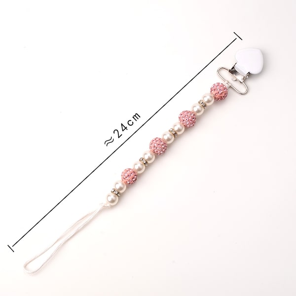 سلسلة لهاية آمنة للأطفال بتصميم كرة ملونة مزينة بلؤلؤ صناعي . - Image 4