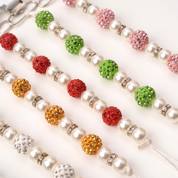 سلسلة لهاية آمنة للأطفال بتصميم كرة ملونة مزينة بلؤلؤ صناعي . - Image 5