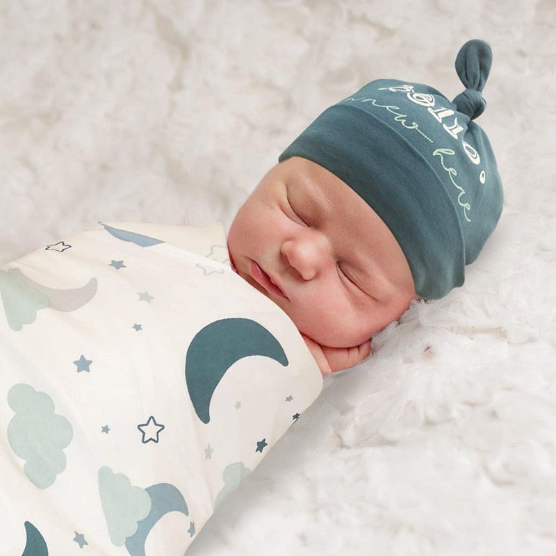 Cocoon Anti Startle Cotton Hug Swaddling Sleeping Bag Suit With Baby Wrapper Hat - Image 1