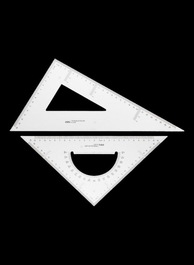 Deli - 2-Piece Triangular Ruler Set Clear - Image 1