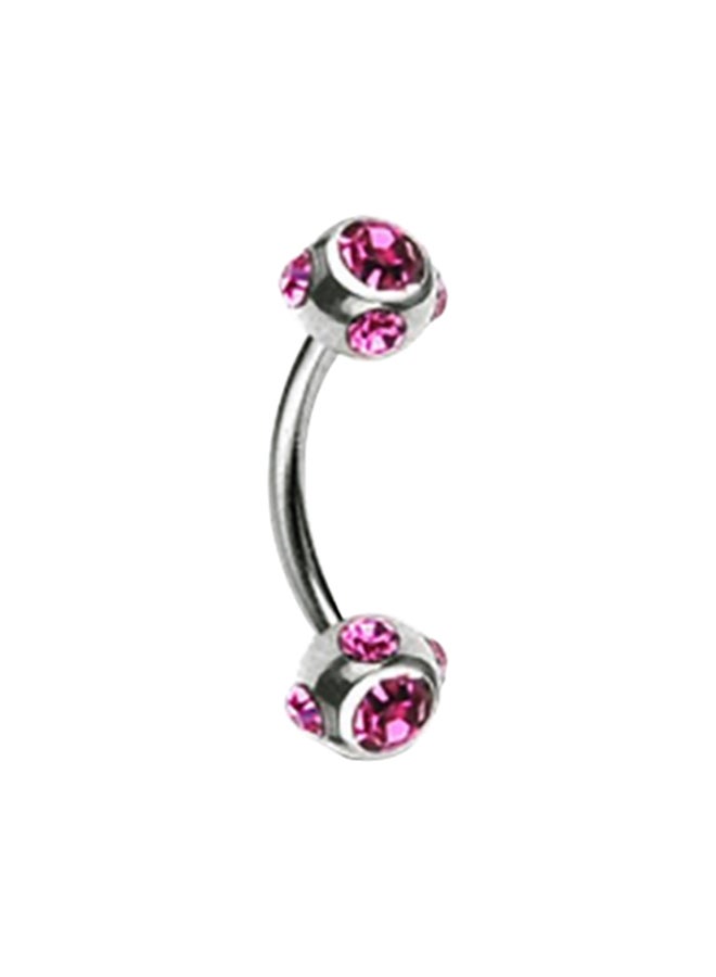 C-bo - Crystal Studded Curved Belly Ring - Image 1