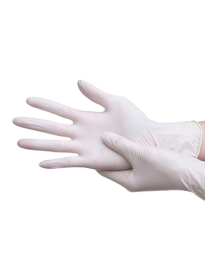 قفازات لاتكس خالية من البودرة من 100 قطعة أبيض Medium - Image 1