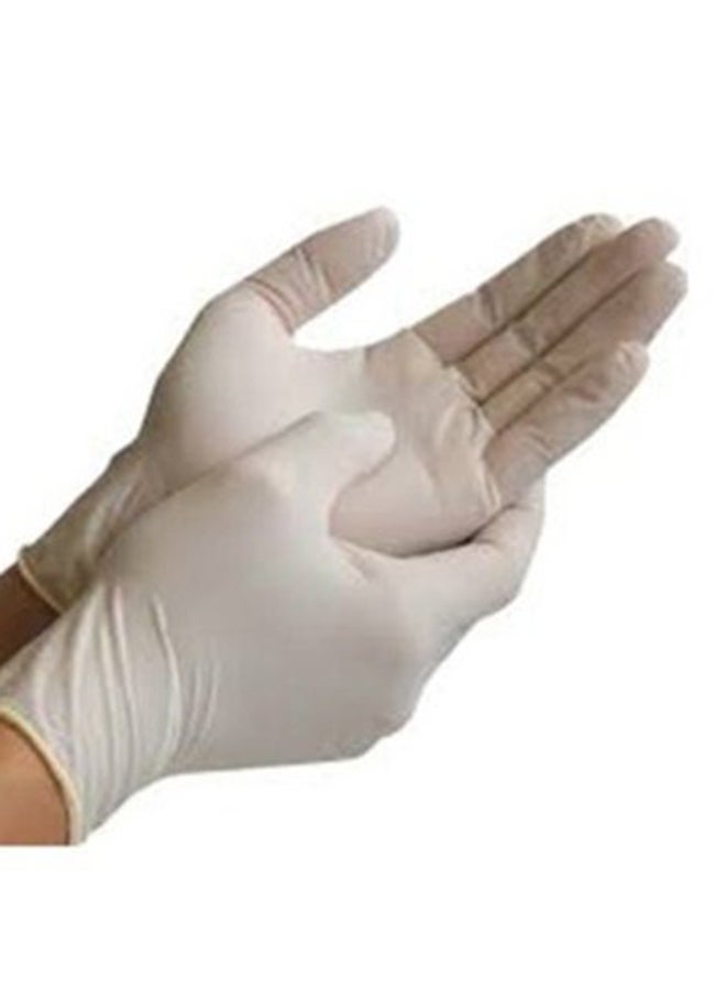 قفازات لاتكس خالية من البودرة من 100 قطعة أبيض Medium - Image 2