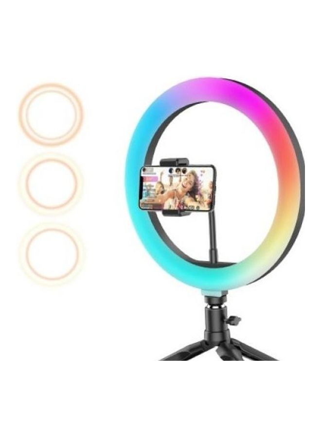 مصباح حلقي لتصوير السيلفي بإضاءة متعددة الألوان RGB متعدد الألوان - Image 1