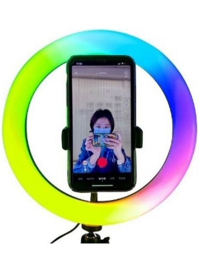 مصباح حلقي لتصوير السيلفي بإضاءة متعددة الألوان RGB متعدد الألوان - Image 2
