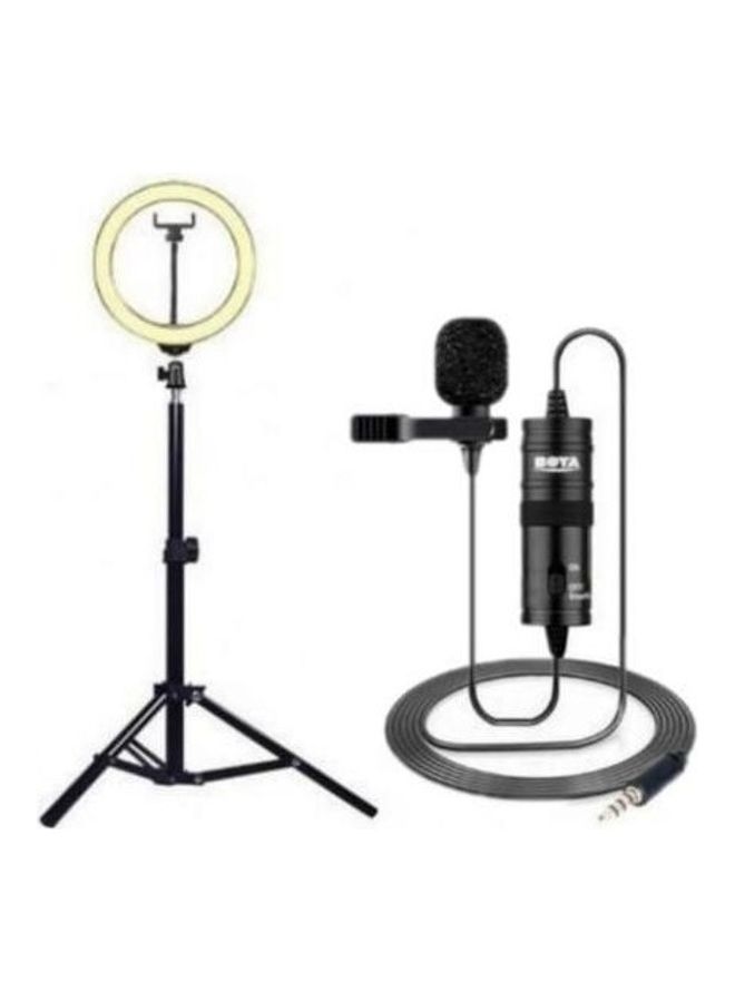 Ring Light With Tripod Stand And Boya Mic Black - Image 1