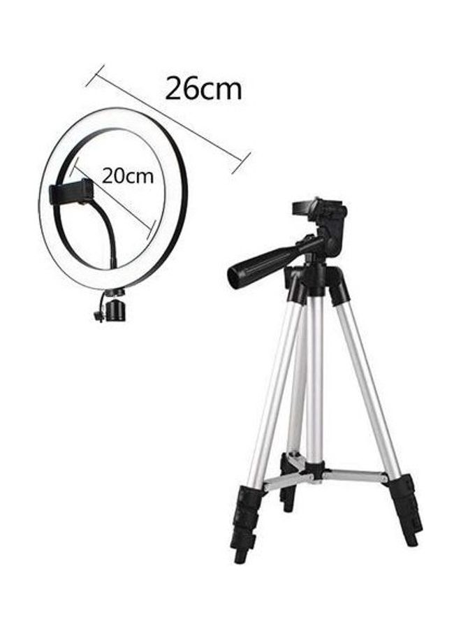 Selfie Ring Light With Tripod Stand And Phone Holder Silver/black - Image 2