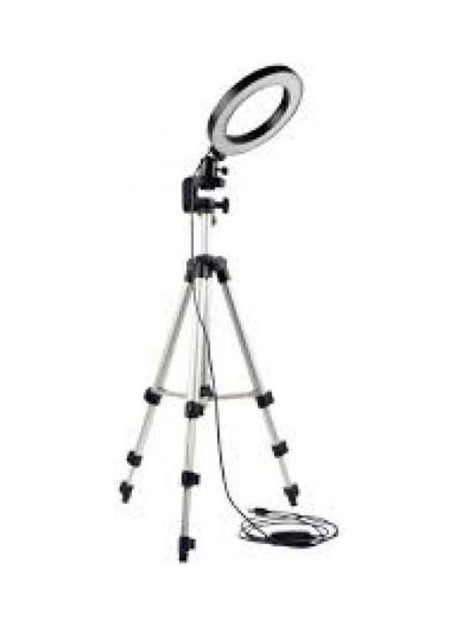 Selfie Ring Light With Tripod Stand And Phone Holder Silver/black - Image 4